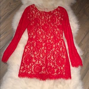 Red lace romper